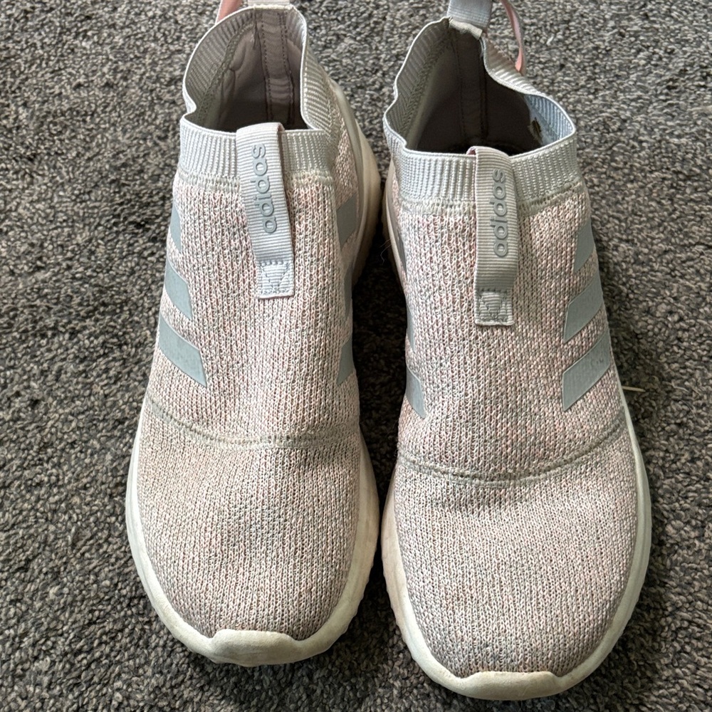 Adidas Light Gray Knit Slip-On Shoes